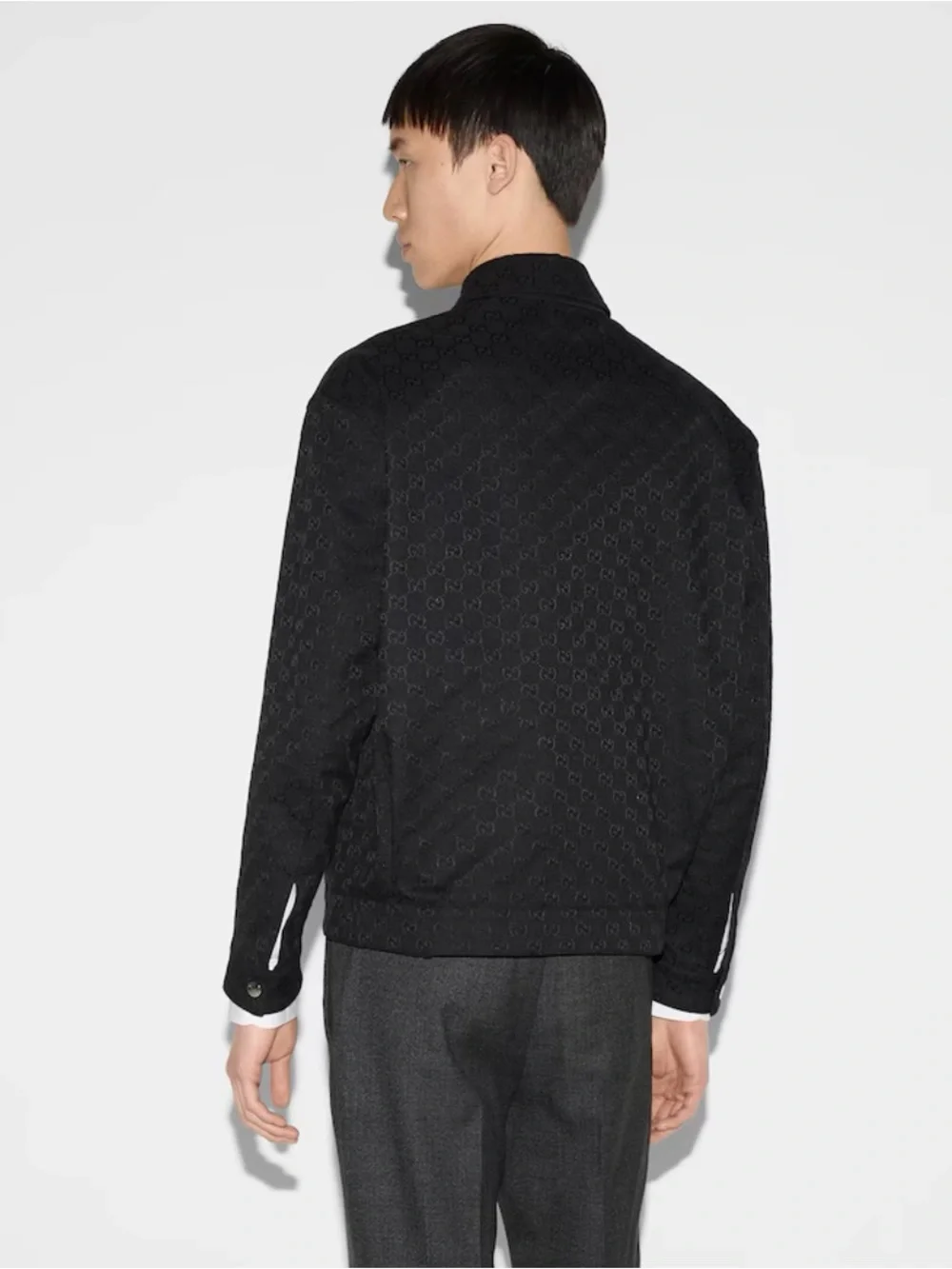 Reversible Gucci Black Canvas GG Jacquard and Nylon Zip-Front Jacket